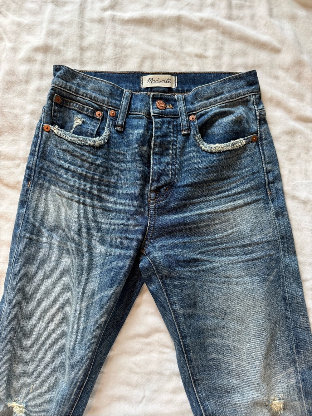 Madewell Washed Blue Slim Straight Jeans 98% cotton